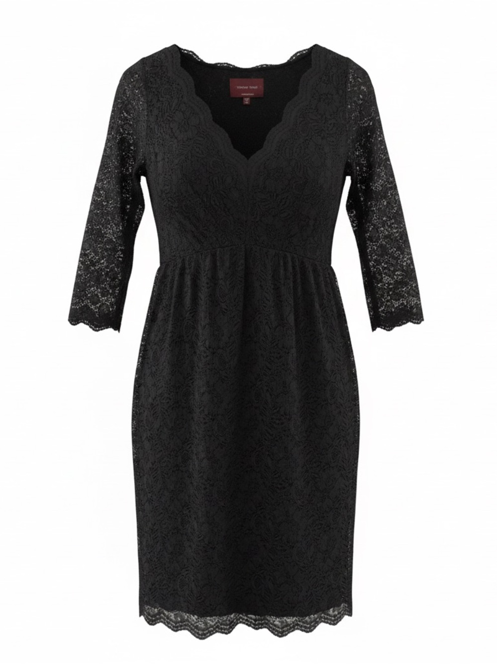 Tiffany Rose Black Lace 3/4 Sleeve Knee-Length Dress Size 2 Made In England